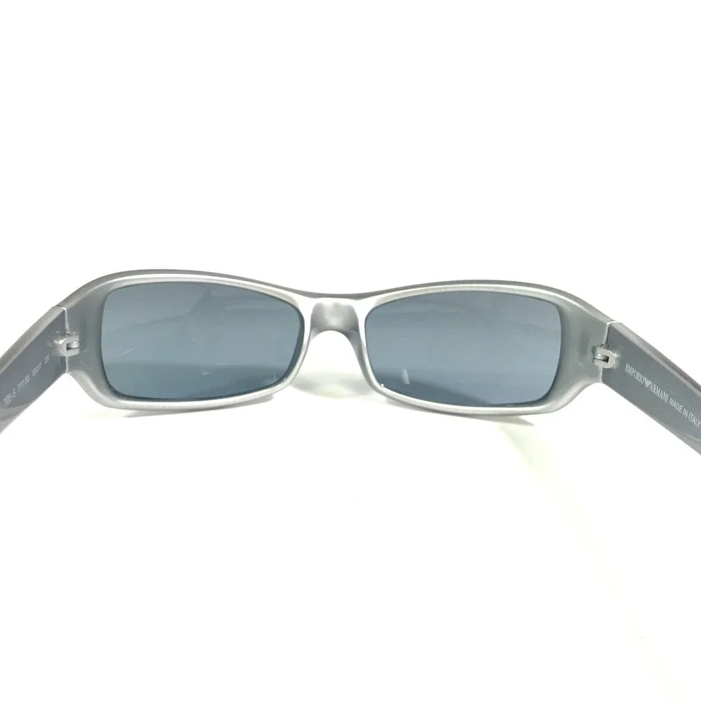 Emporio Armani Sunglasses 705-S 777/53 Blue Silver Rectangular with Blue Lenses